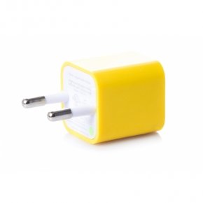 Сетевой адаптер USB mini Кубик 0.7 A, желтый